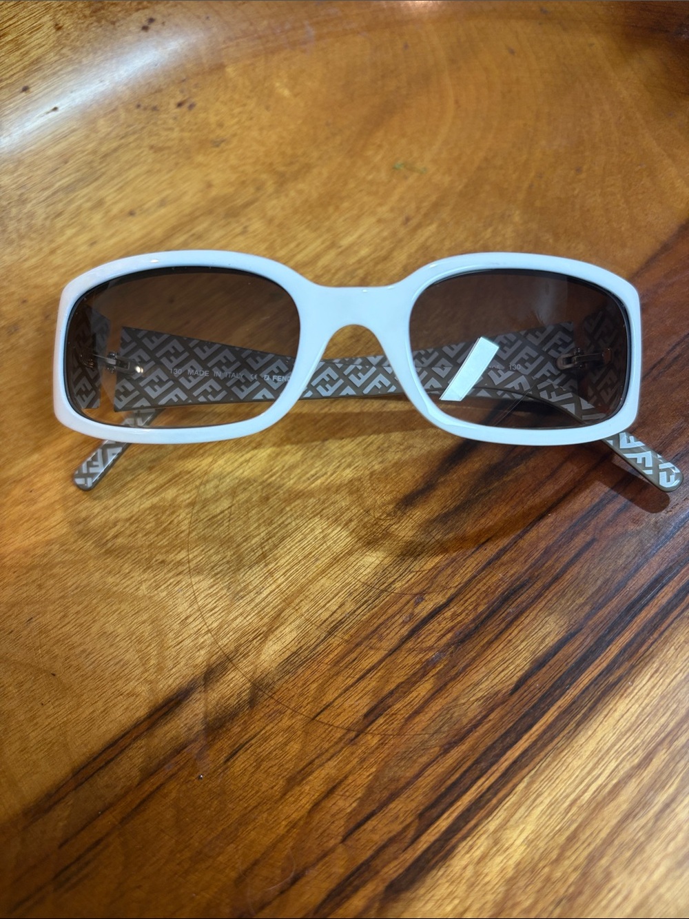 Vintage Fendi White Frame Sunglasses with Brown Lenses